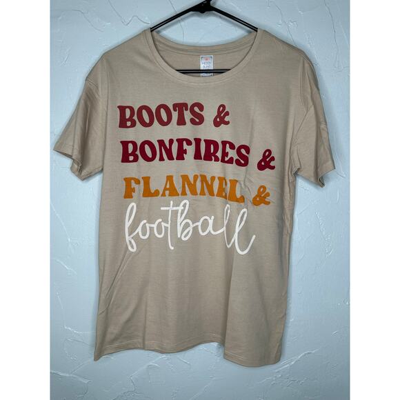 Boots Bonfire Flannel & Football Graphic T-Shirt - Picture 2 of 7